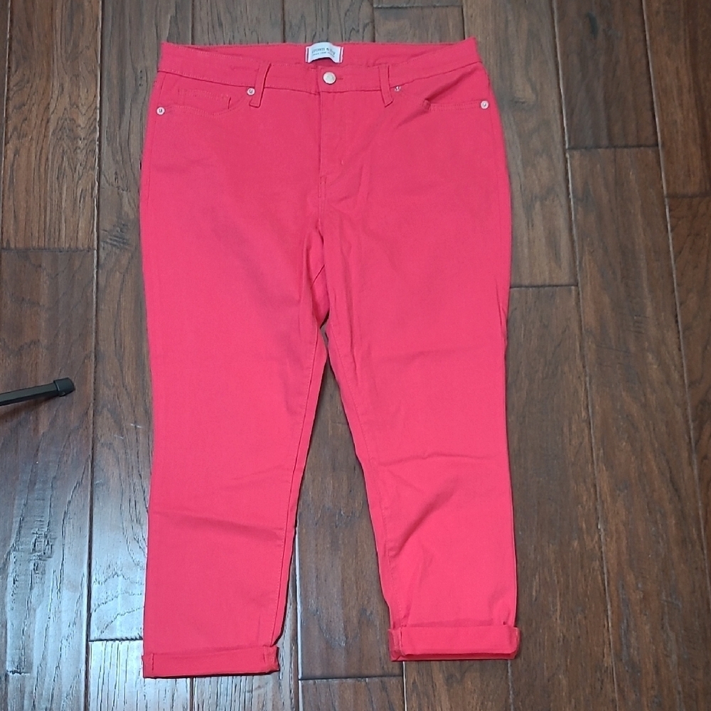 Crown & Ivy Hot Pink High-Rise Skinny Crop Pants size 12